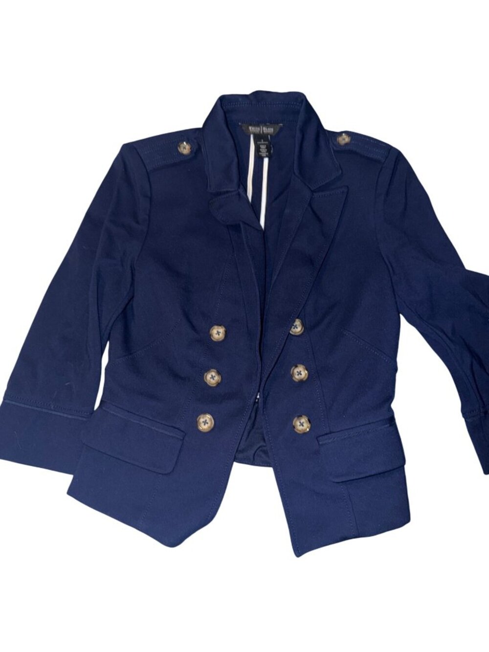 White House Black Market Navy Blazer Jacket Nautical Military Gold Buttons Sz 2